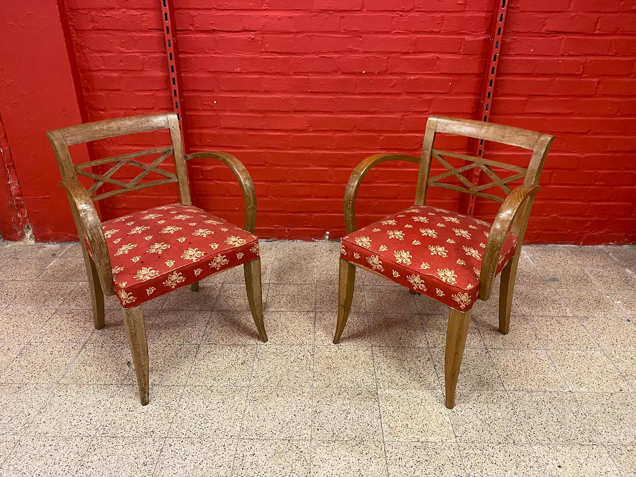 French 4 Art Deco Armchairs, circa 1930-1940 For Sale