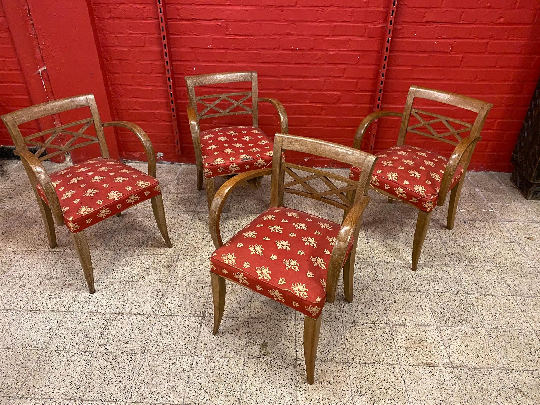 4 Art Deco Armchairs, circa 1930-1940 In Good Condition For Sale In Saint-Ouen, FR