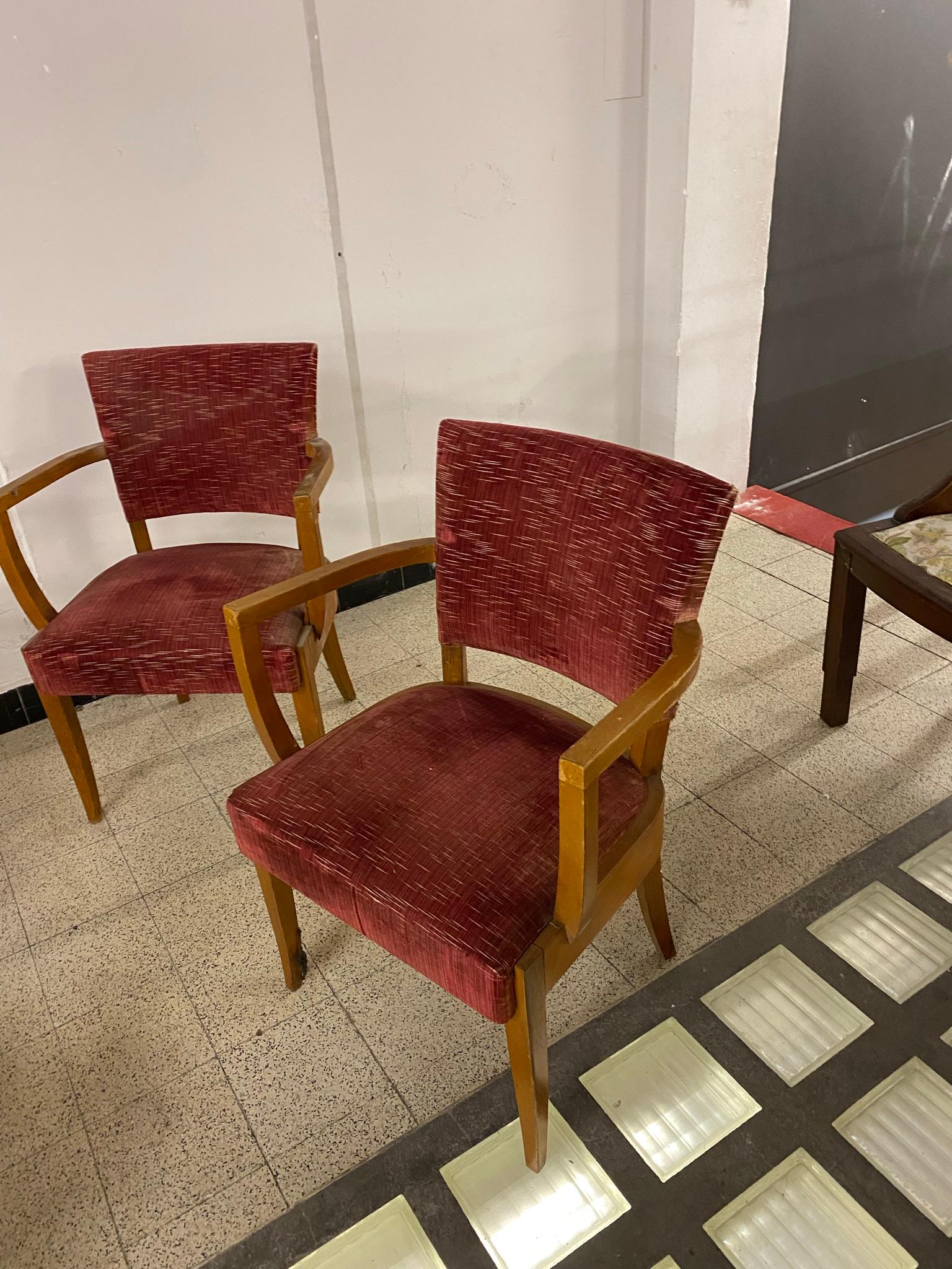 4 Poltrone Art Déco, 1930 / 1940 circa In condizioni discrete in vendita a Saint-Ouen, FR