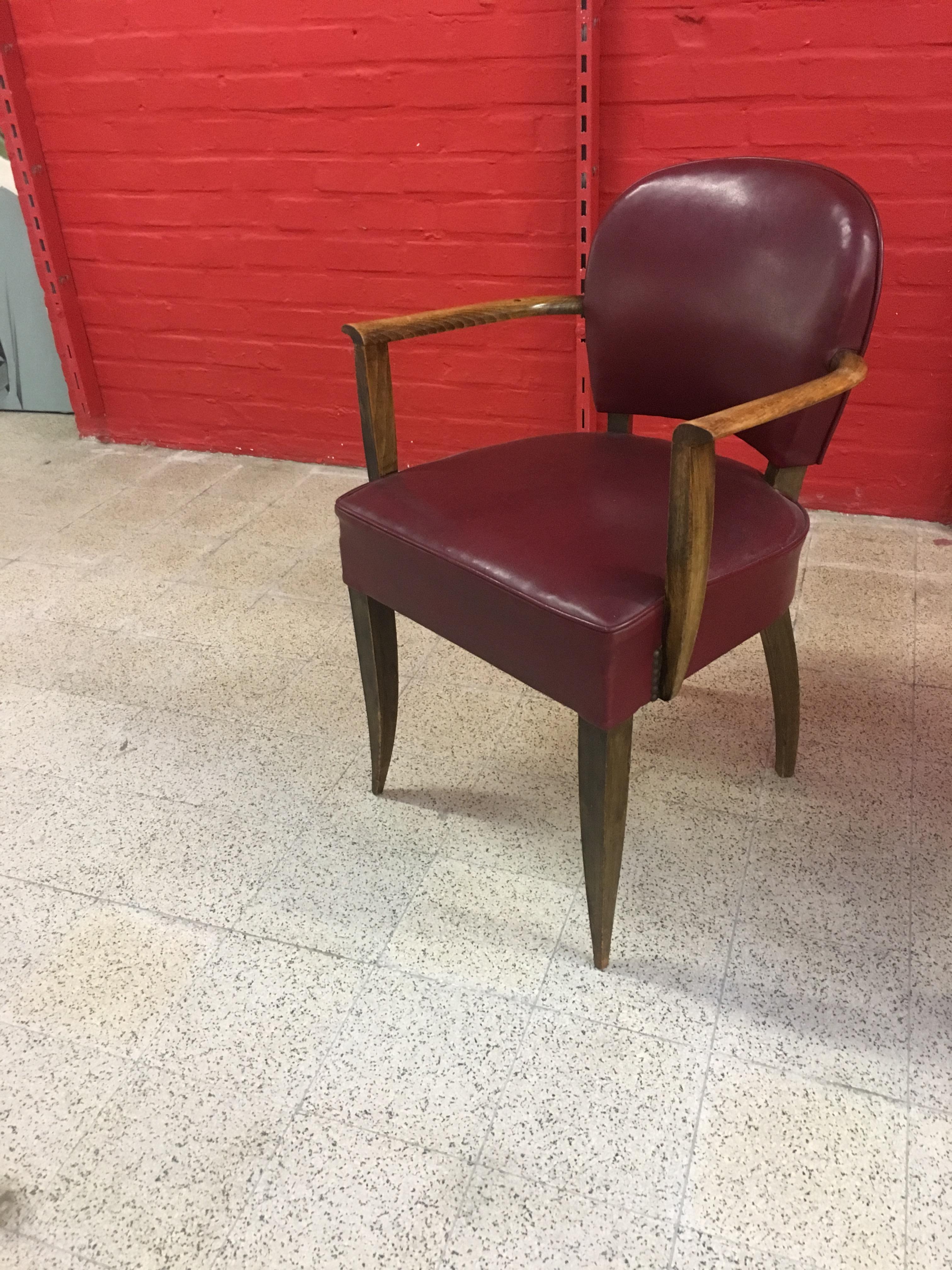 4 Art-Déco-Sessel im Stil von Jules Leleu, um 1930-1940 (Französisch) im Angebot