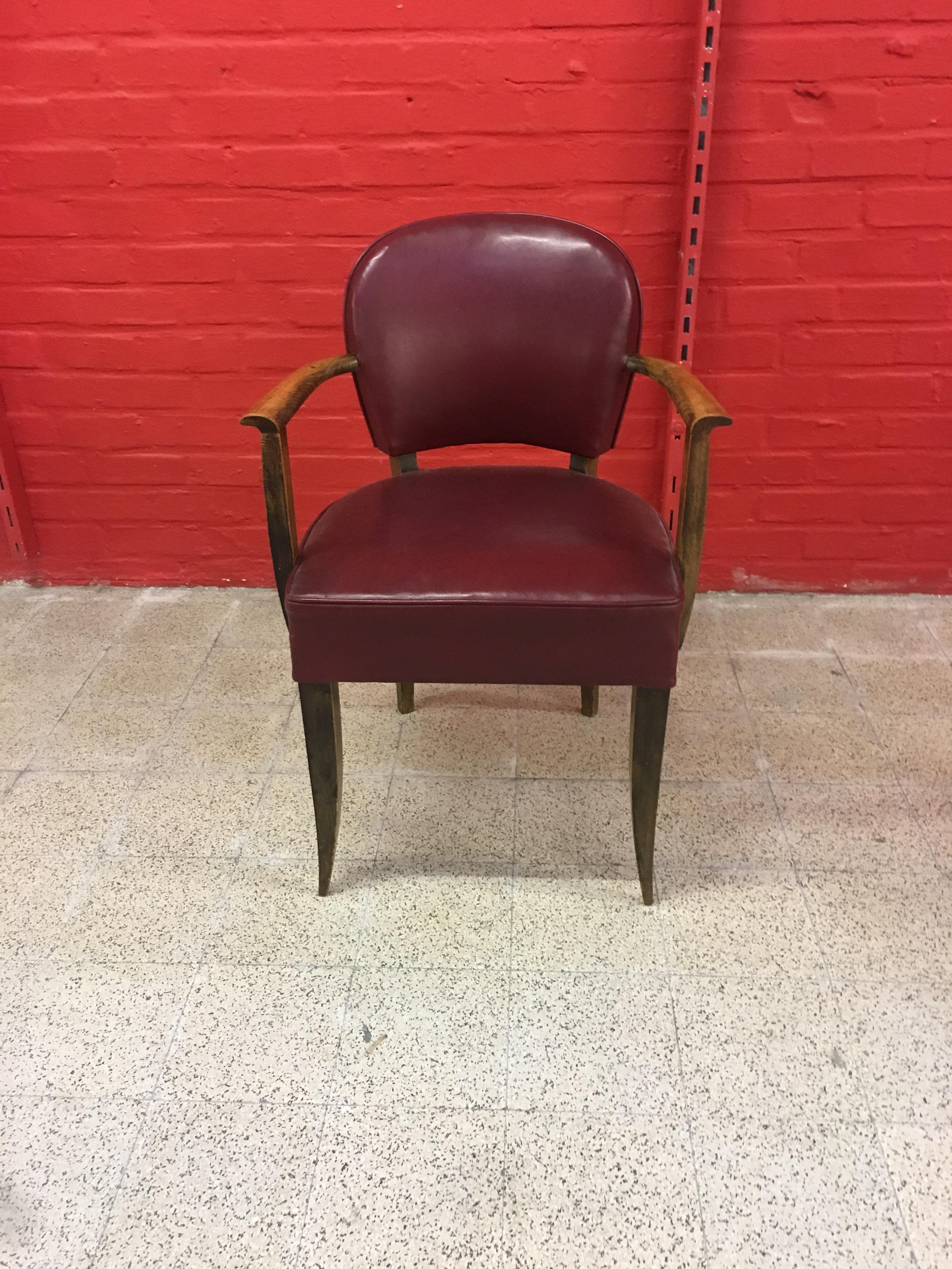4 Art-Déco-Sessel im Stil von Jules Leleu, um 1930-1940 im Zustand „Gut“ im Angebot in Saint-Ouen, FR