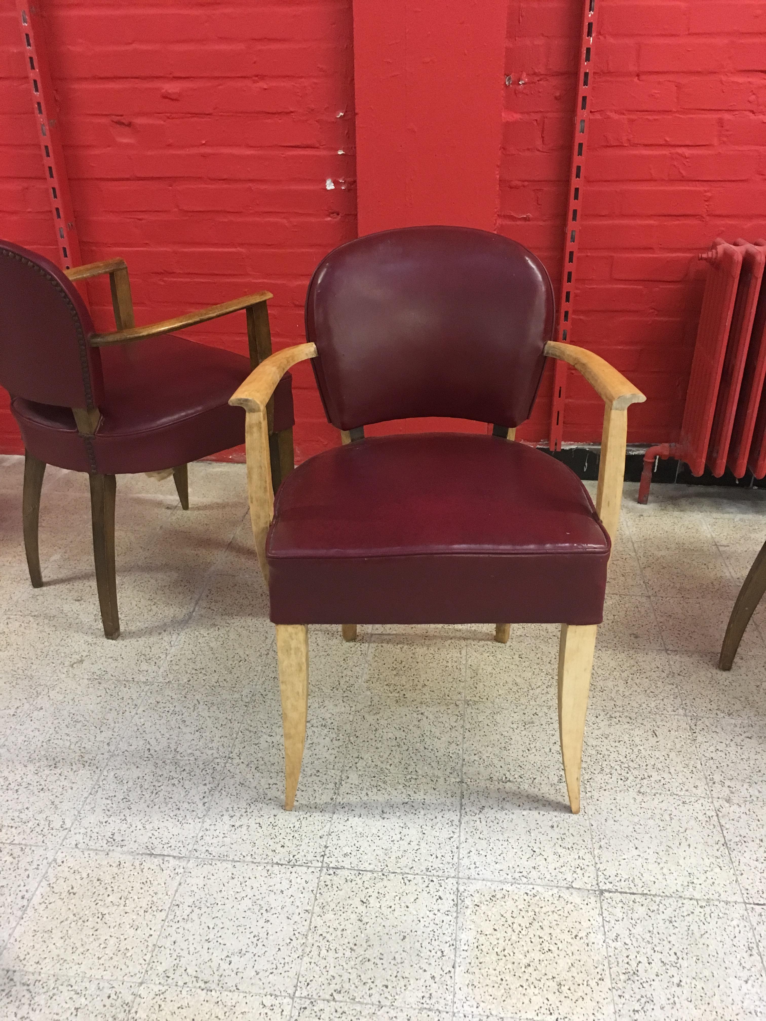 4 Art Deco Armchairs in the Style of Jules Leleu, circa 1930-1940 For Sale 3