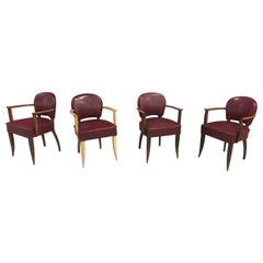 4 Art Deco Armchairs in the Style of Jules Leleu, circa 1930-1940