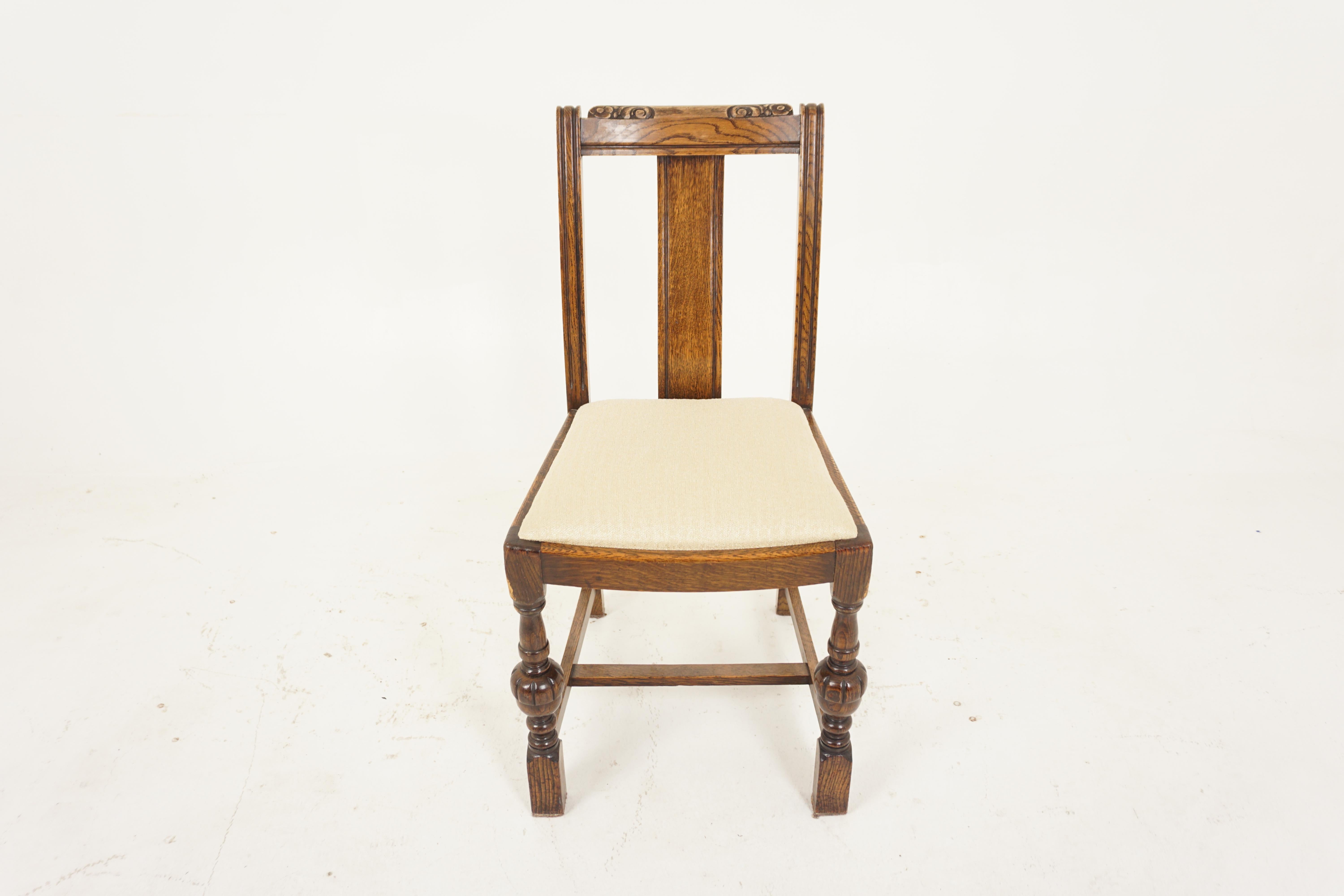 Scottish 4 Art Deco Carved Dining Chairs, Lift Out Seats, Scotland 1930, H692 For Sale