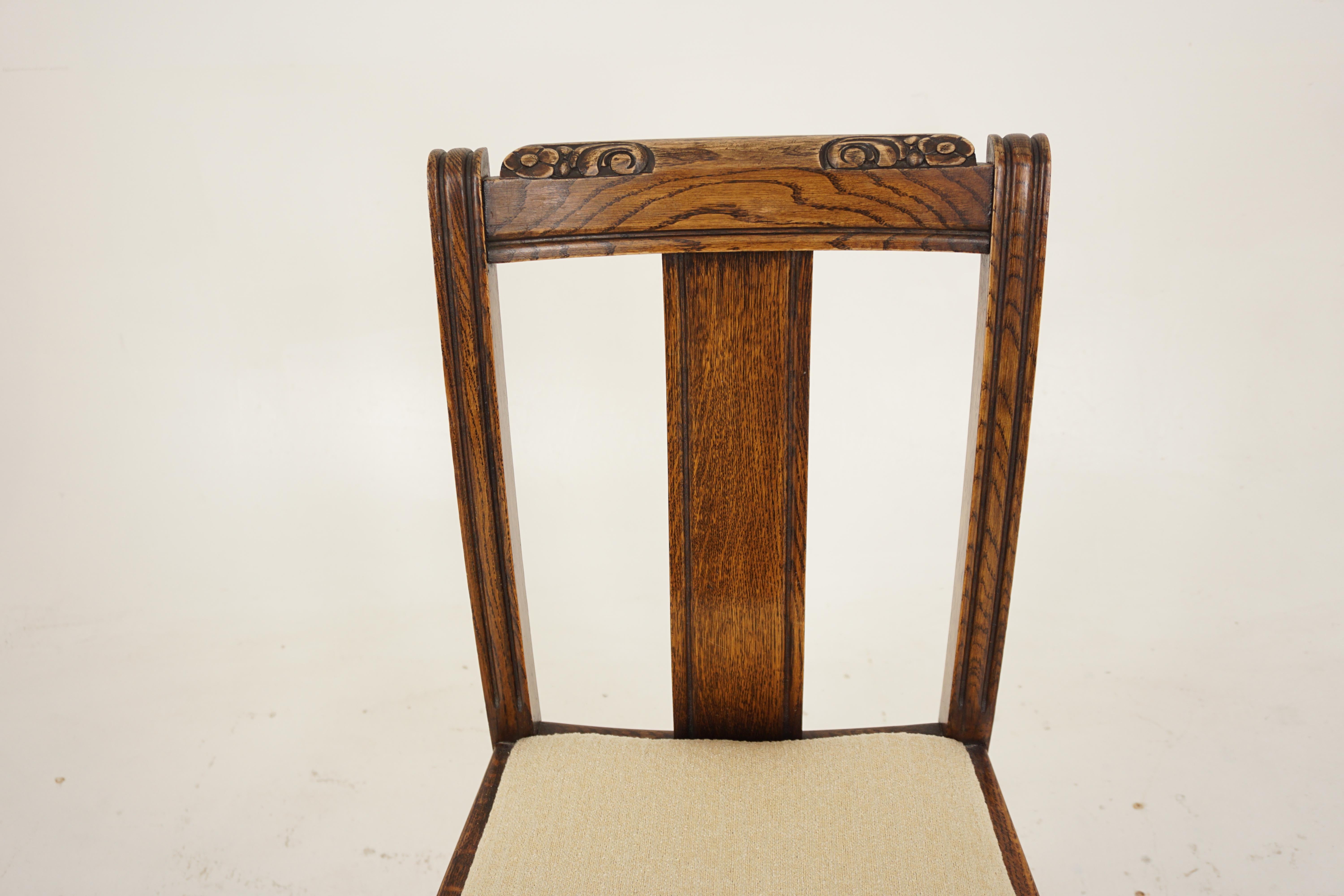 4 Art Deco Carved Dining Chairs, Lift Out Seats, Scotland 1930, H692 In Good Condition For Sale In Vancouver, BC