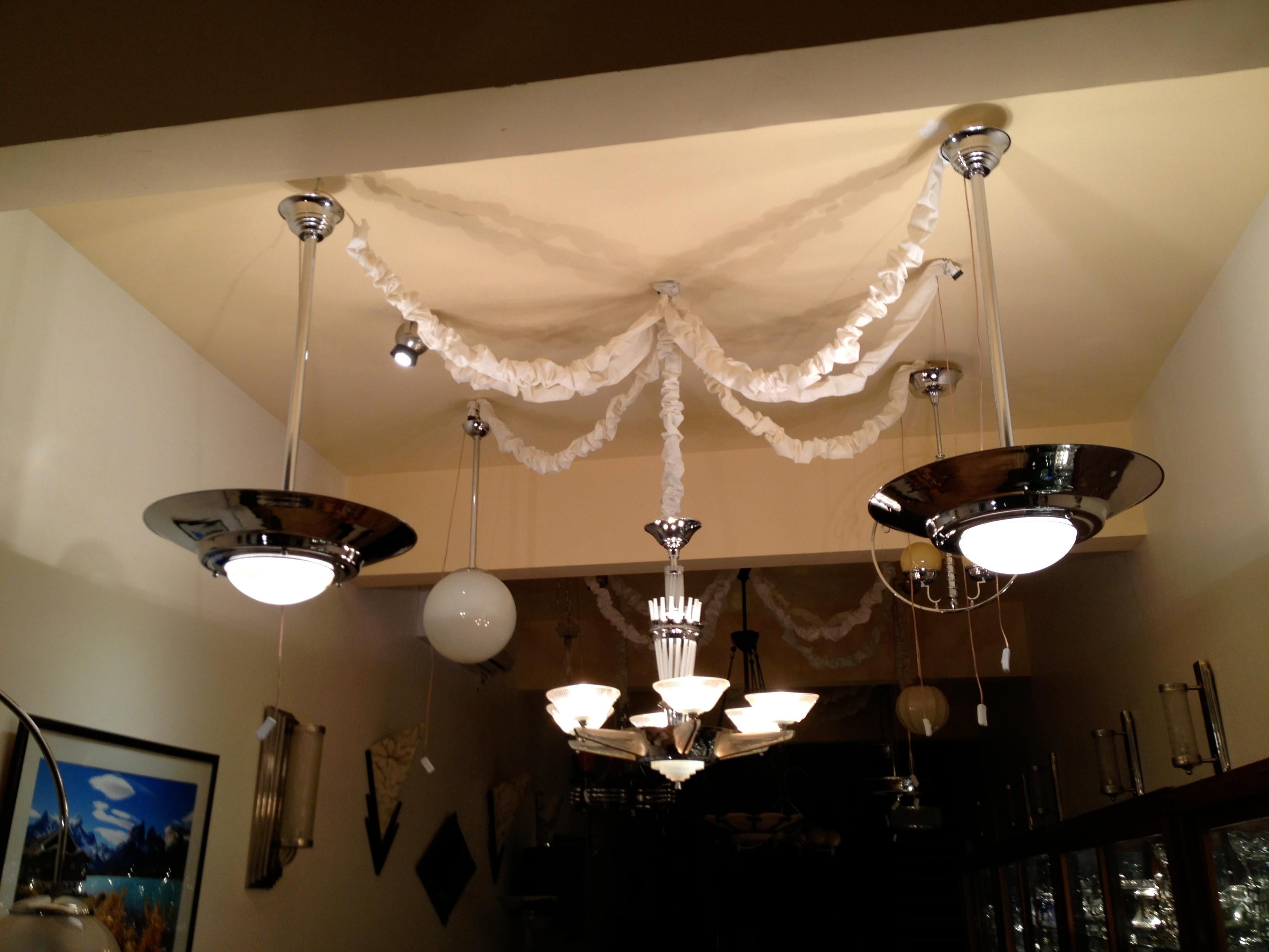 4 lampadari Art Deco in alabastro e cromo, 1930 in vendita 9