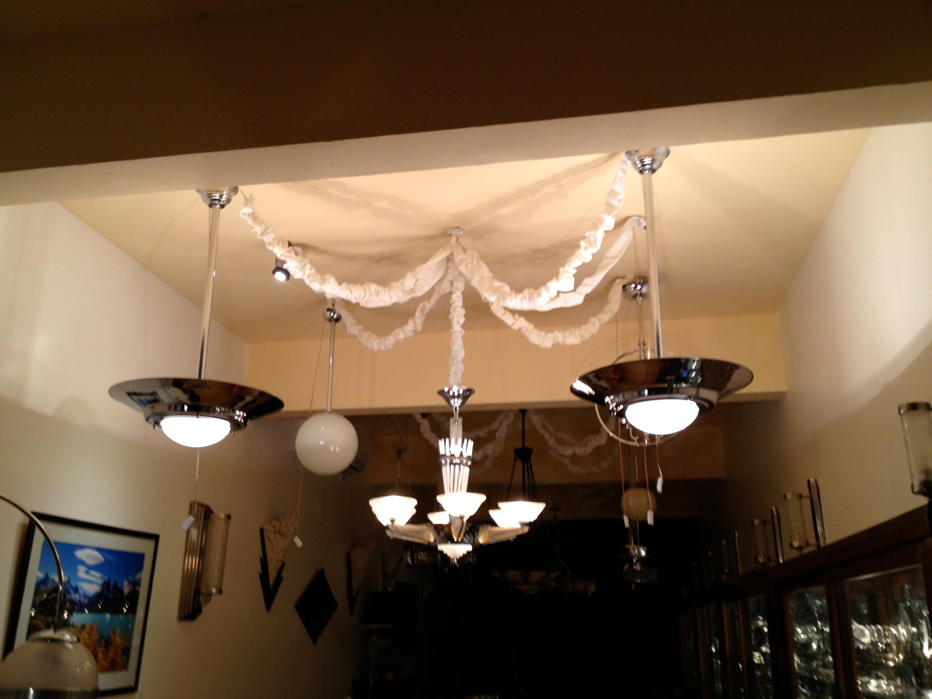 4 lampadari Art Deco in alabastro e cromo, 1930 in vendita 10