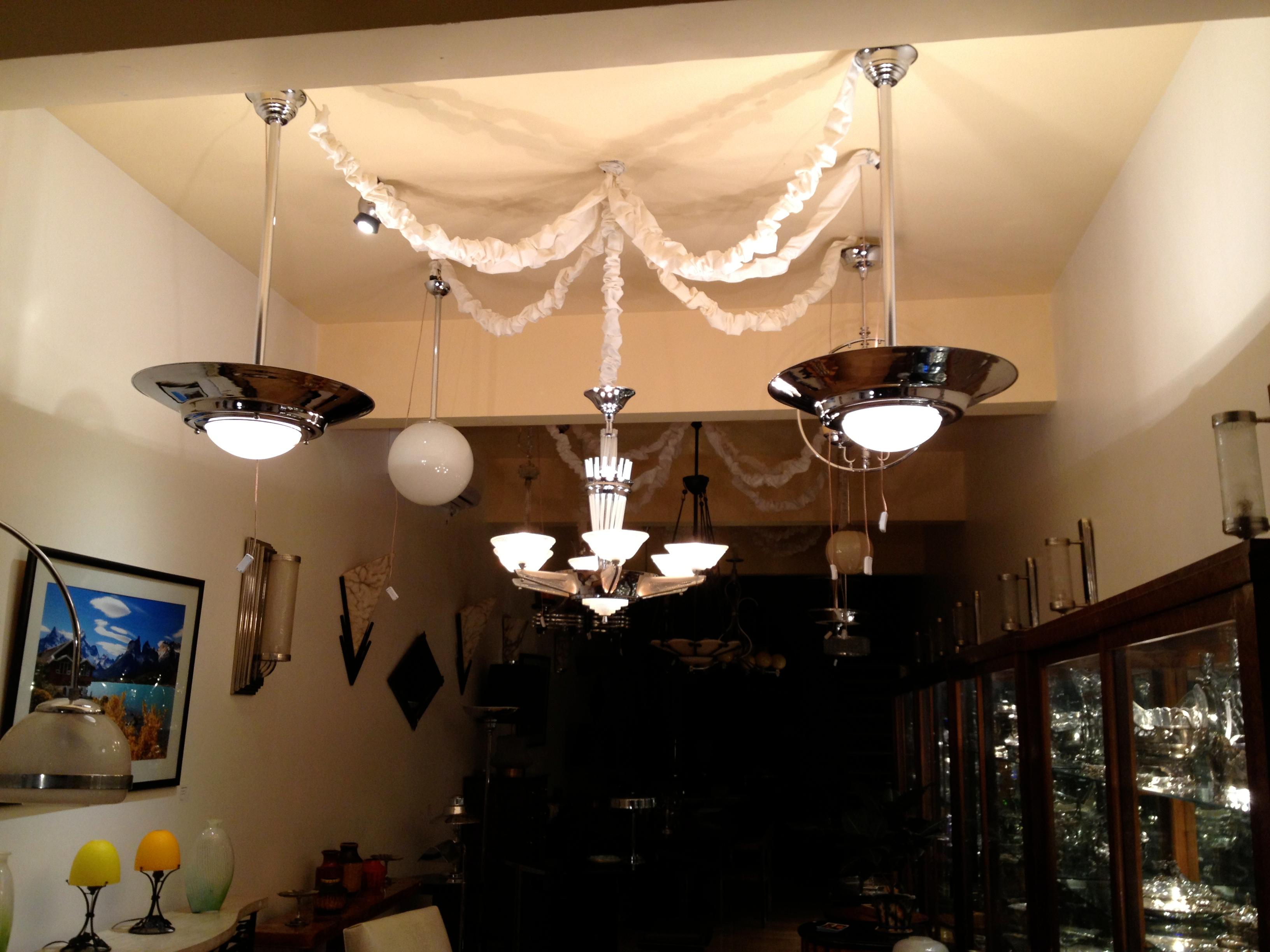 4 lampadari Art Deco in alabastro e cromo, 1930 in vendita 11