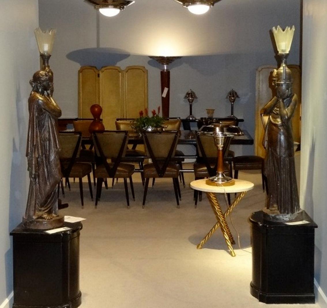 4 lampadari Art Deco in alabastro e cromo, 1930 In condizioni buone in vendita a Ciudad Autónoma Buenos Aires, C