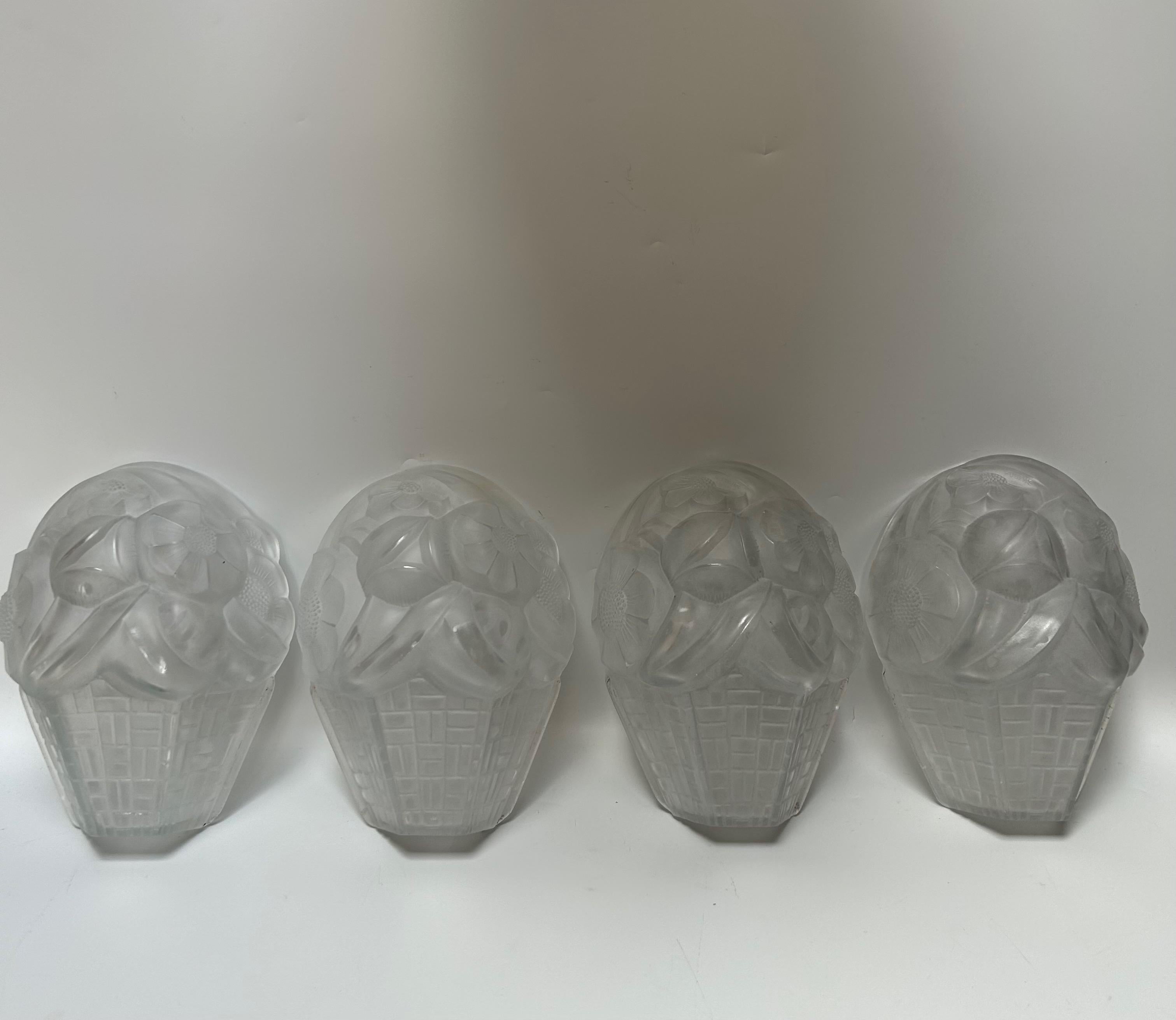 4 Appliques Art Déco Francis Hubens pour Verrerie D'Art Degué en vente 4