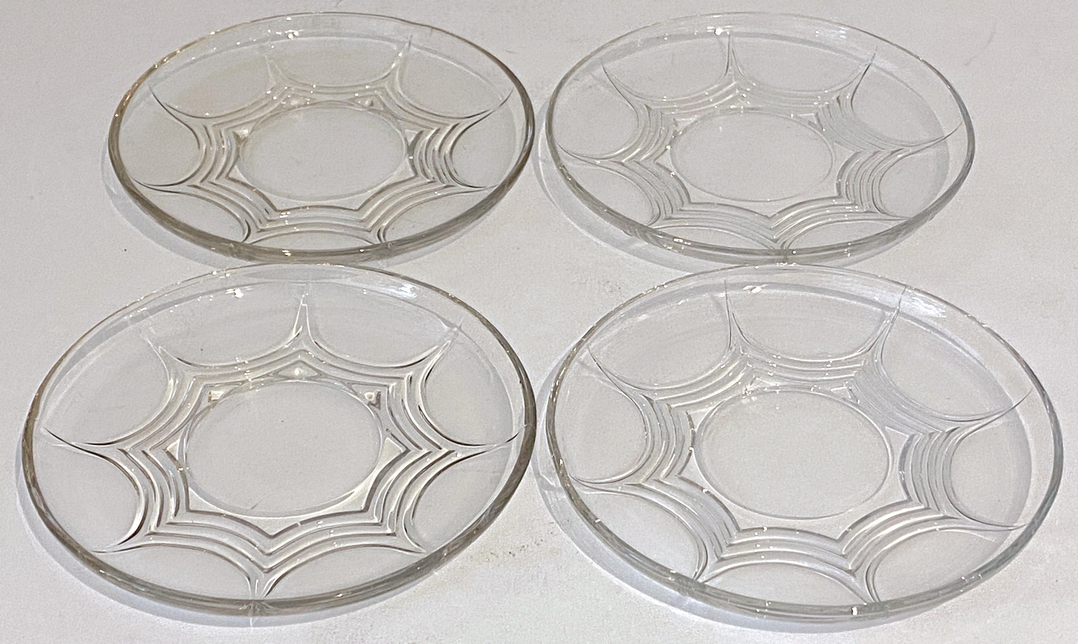 4 Art Deco Heisey Glass 'Stanhope' Cups & Saucers, by Walter Von Hessen For Sale 3