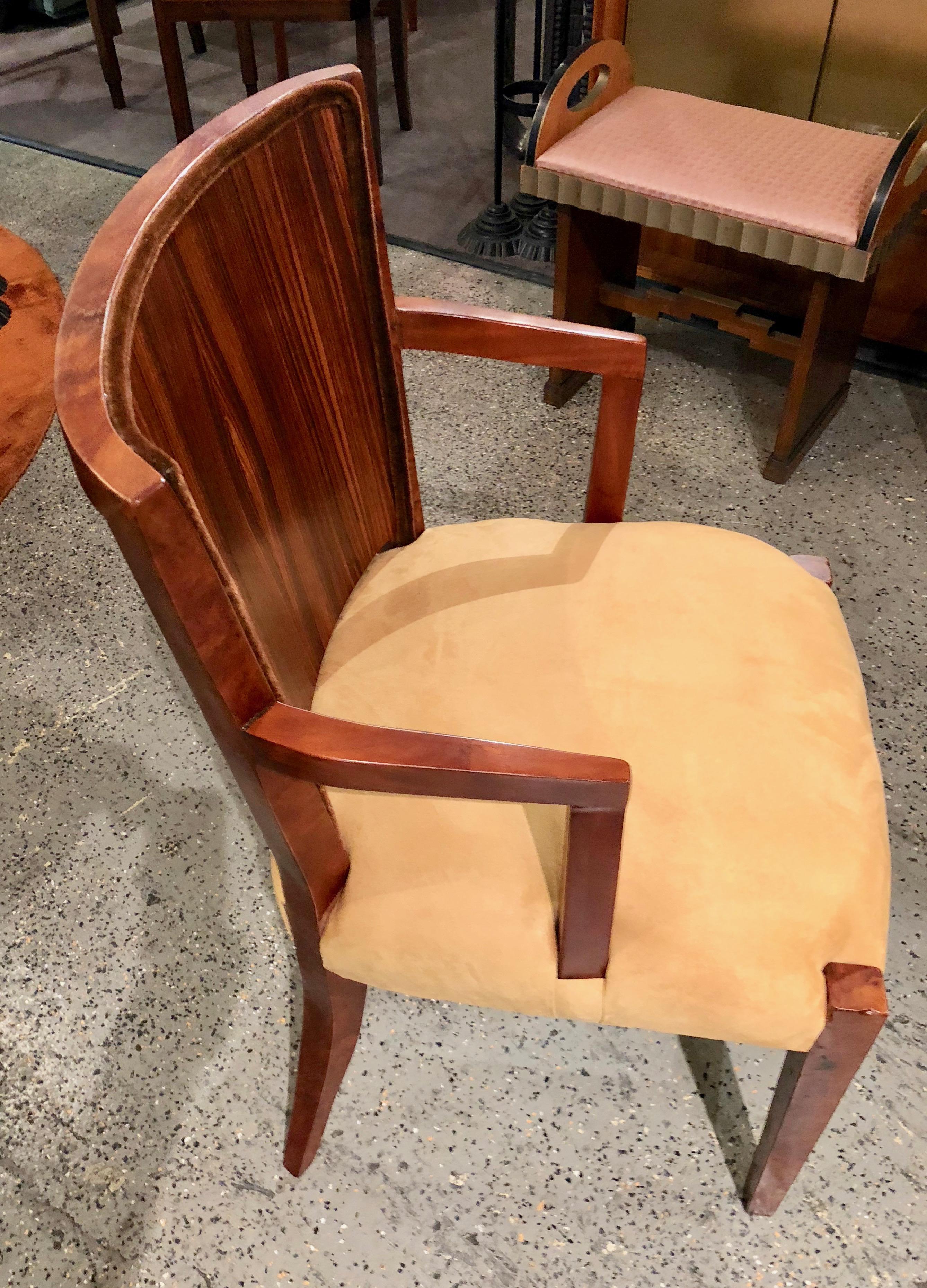 4 Art Deco Macassar Armchairs Unique Restored In Good Condition In Oakland, CA