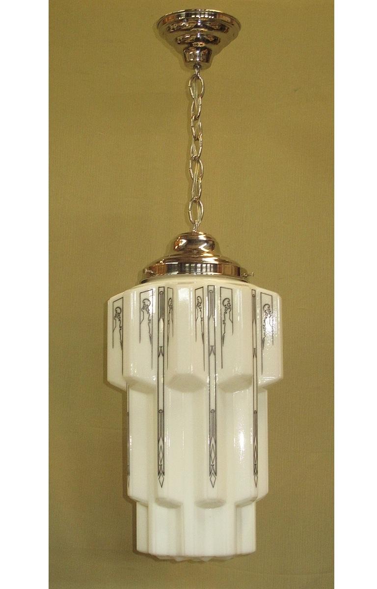 Glass 4 Art Deco Skyscraper Fixtures, c.1930 Vintage Lights Priced each For Sale