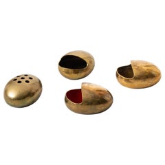 4 Ashtrays in Brass Produced by Cohr in Denmark