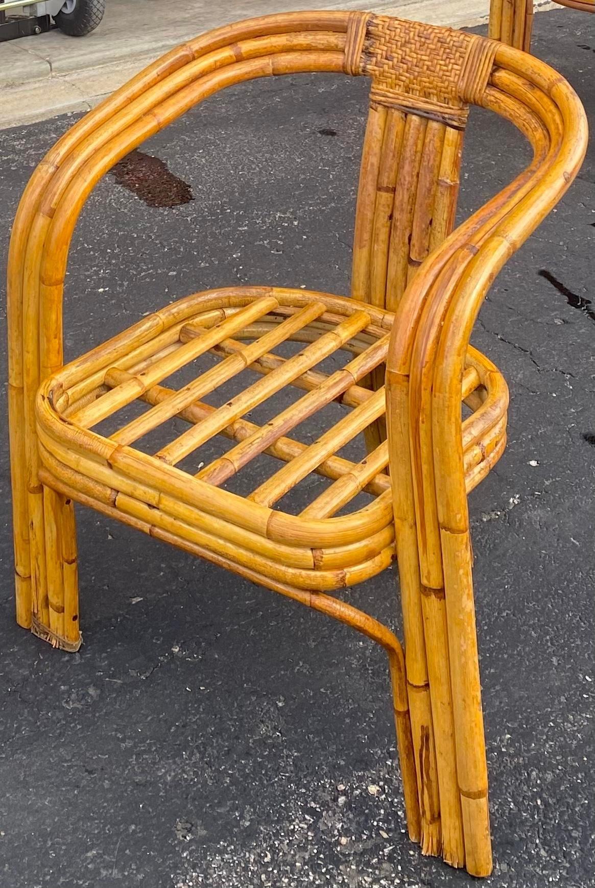 (4) Fauteuils sculpturaux en rotin courbé de style Axel Enthoven en vente 4