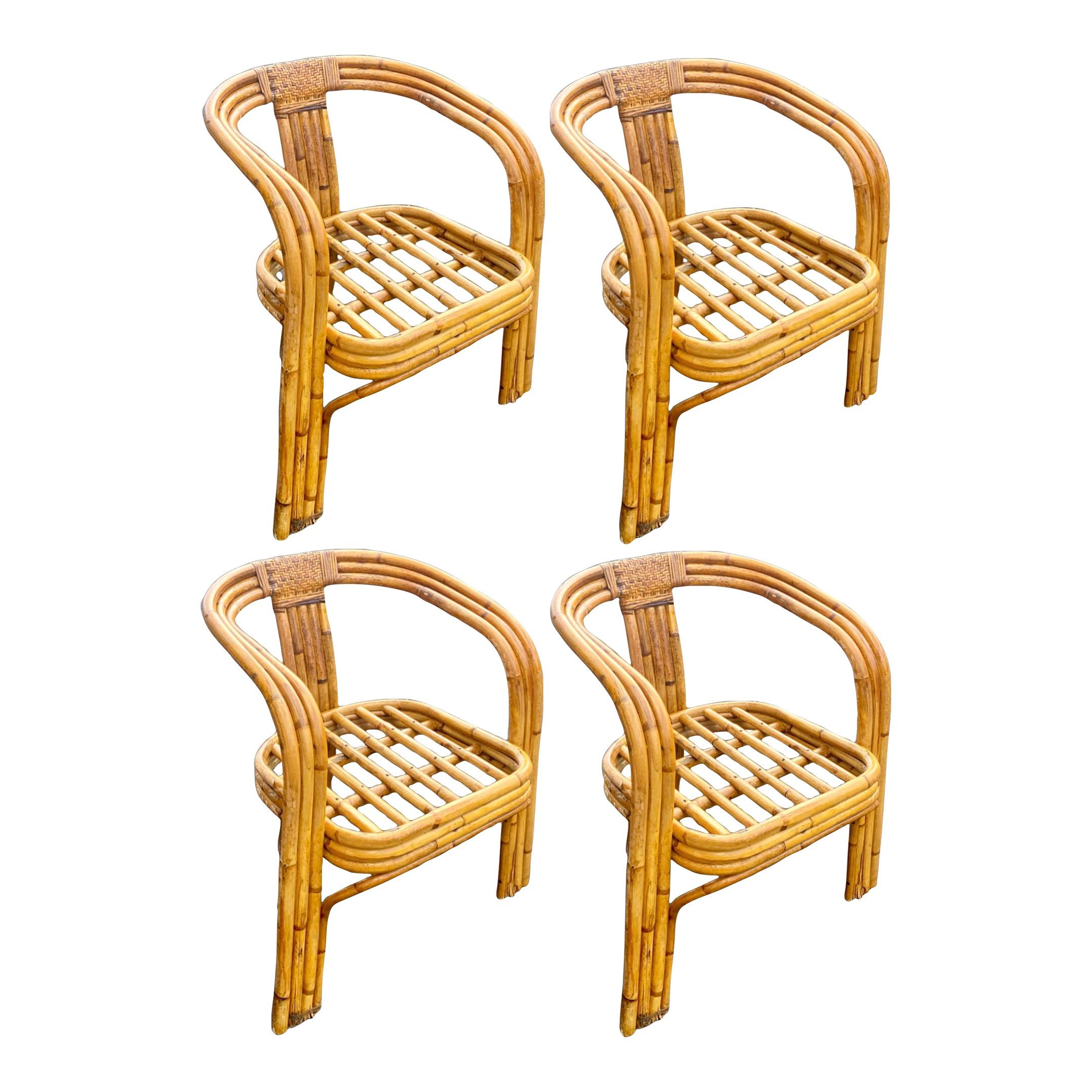 (4) Fauteuils sculpturaux en rotin courbé de style Axel Enthoven en vente 6