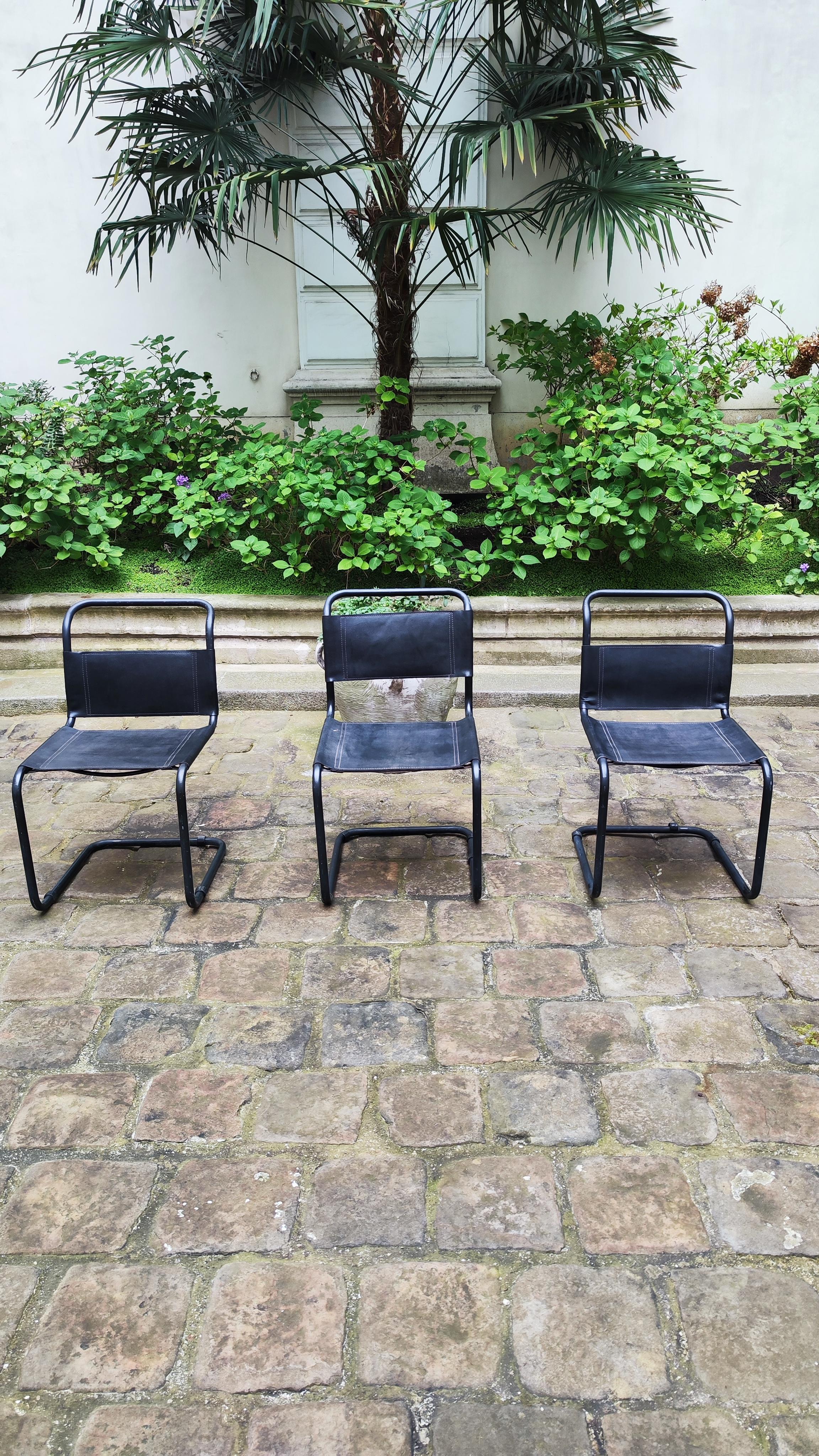 Steel 4 B33 MART STAM CANTILEVER CHAIRS AND 1 S34 ARMCHAIR - 80s  - 1980 For Sale