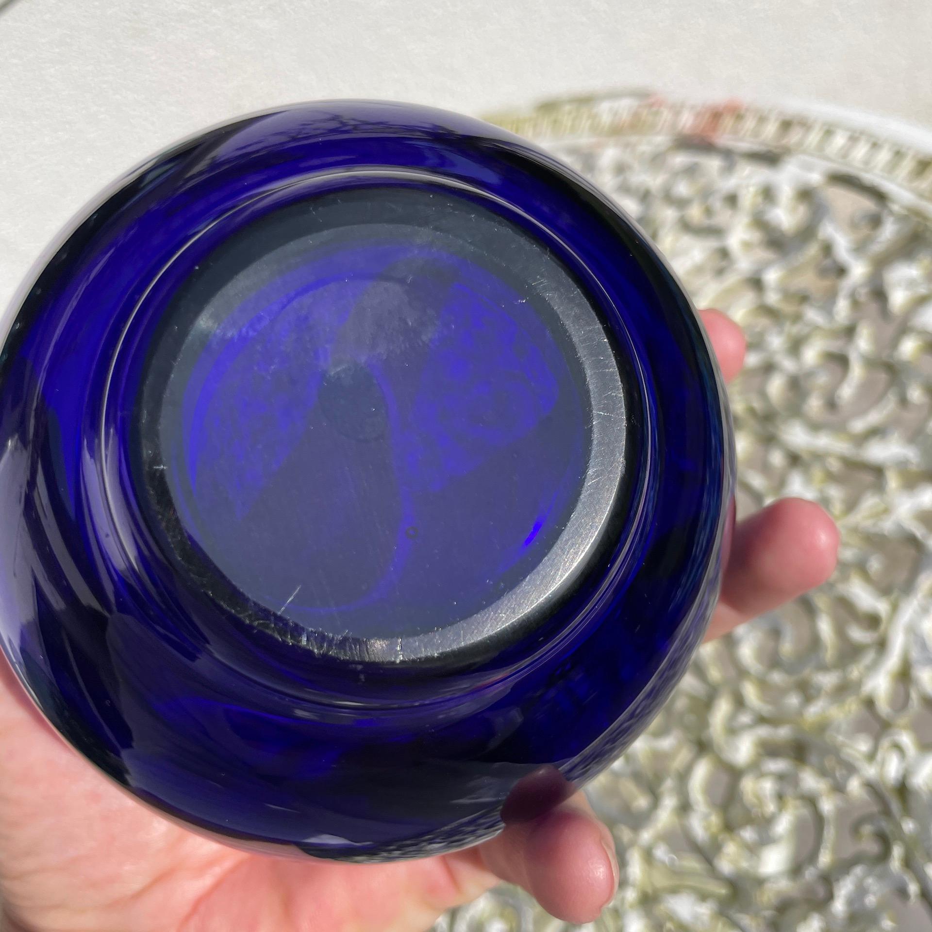 French 4 Baccarat Crystal 19th Century Cobalt-Colored Finger Bowls