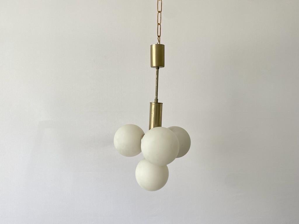 4 Ball Glass Ceiling Lamp, 1970s, Germany In Good Condition For Sale In Hagenbach, DE