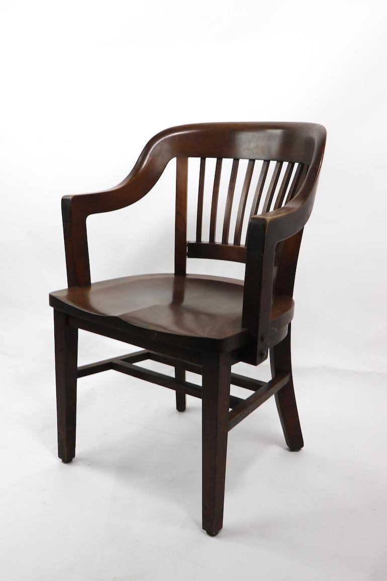 4 Bank of England Yale Library Office Chairs by Gunlocke In Good Condition In New York, NY