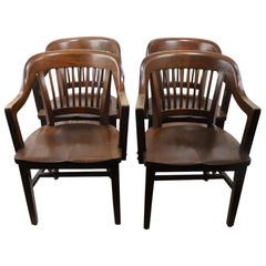 Antique 4 Bank of England Yale Library Office Chairs by Gunlocke