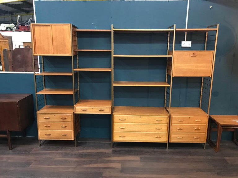 4 Bay Ladderax Teak Midcentury Shelving System by Robert Heal at