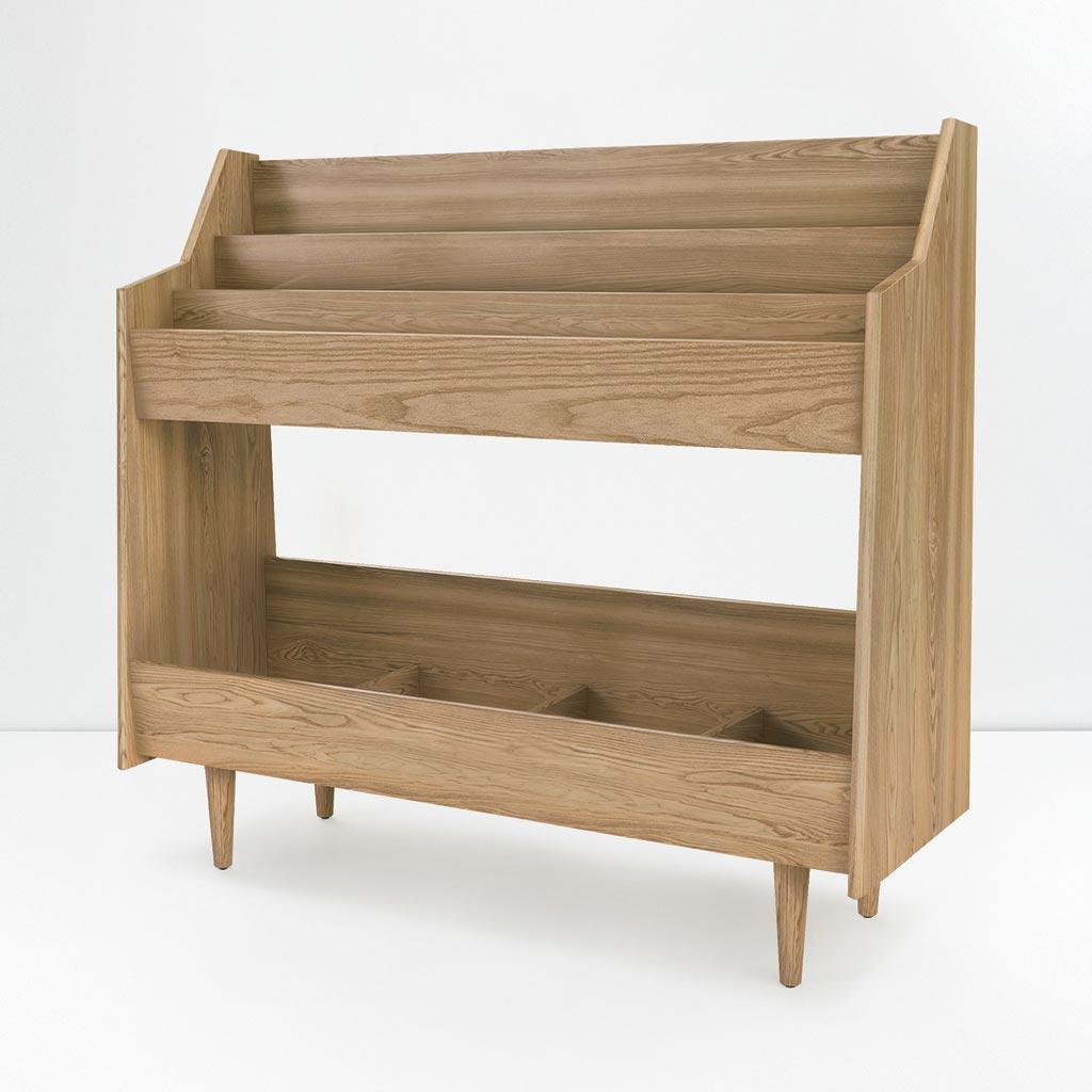 4 Bay Luxe Record Stand in Natural Walnut For Sale 2