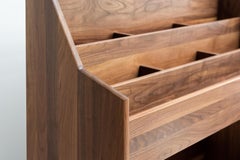 4 Bay Luxe Record Stand in Natural Walnut