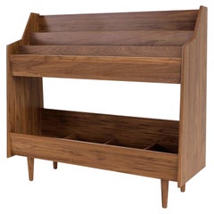 4 Bay Luxe Record Stand in Natural Walnut