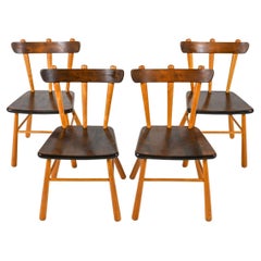 Retro (4) Beech Dining Side Chairs Attributed To Philip Arctander, Circa 1950's
