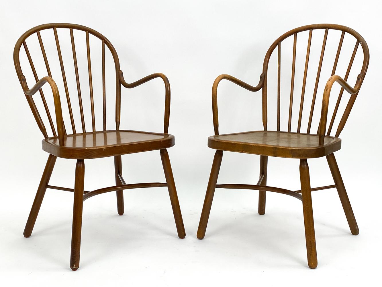 (4) Beech Windsor Chairs, Manner of Frits Henningsen For Sale 4