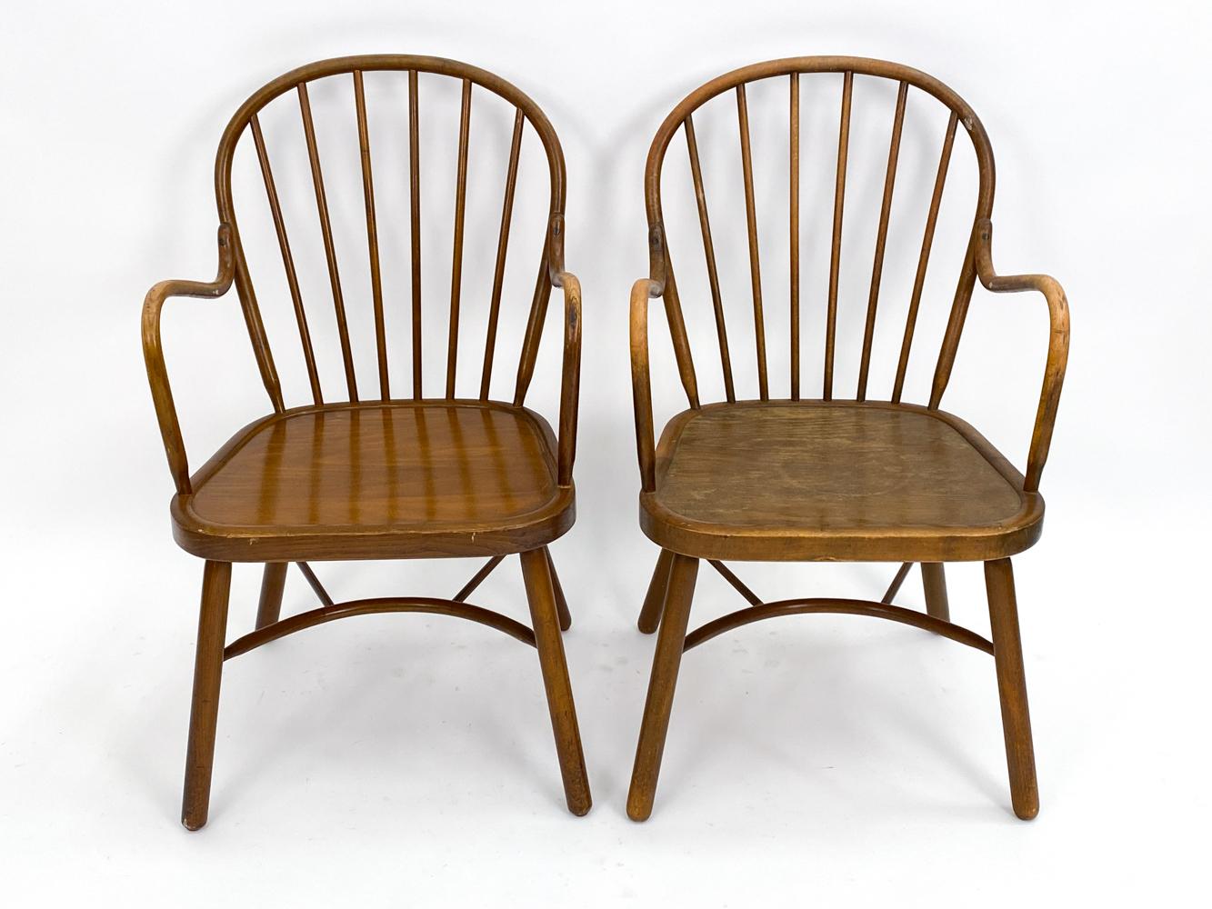Danish (4) Beech Windsor Chairs, Manner of Frits Henningsen For Sale