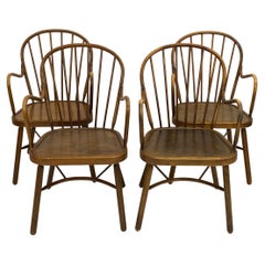 Retro (4) Beech Windsor Chairs, Manner of Frits Henningsen