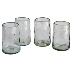 4 Beer-Cocktail Glasses, Handblown Organic Irregular Shape 100% Recycled Glass
