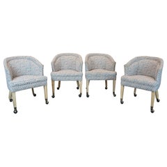 4 Bernhardt Mid Century Oak Rolling Barrel Club Lounge Card Game Arm Chairs MCM