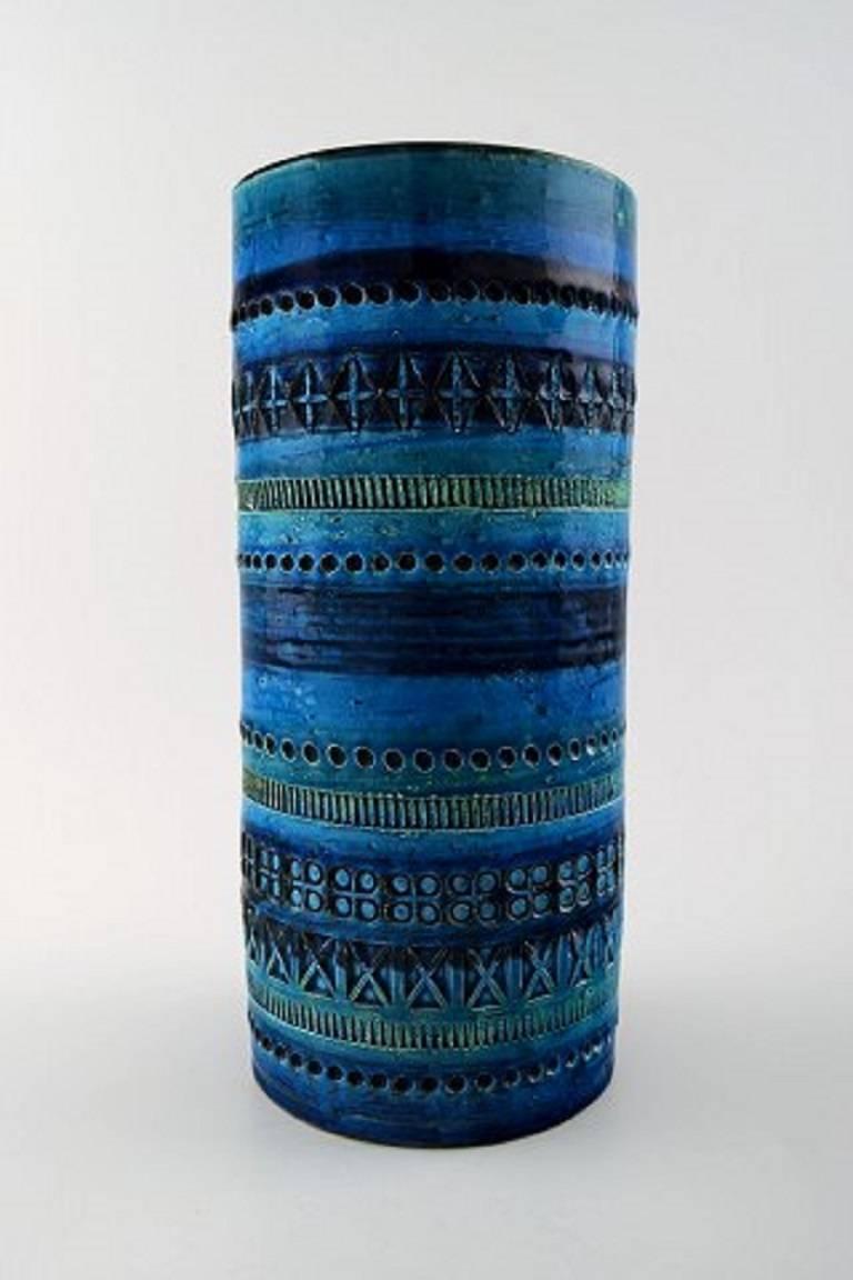 Italian Four Bitossi, Rimini-Blue Vases in Ceramics Designed by Aldo Londi, 1960s