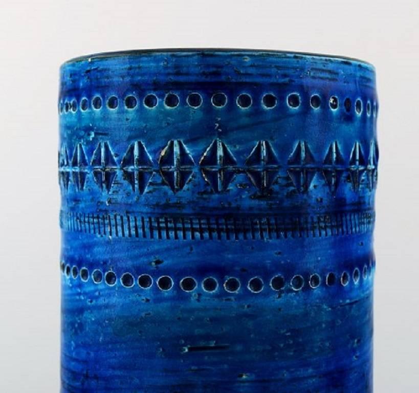 Mid-20th Century Four Bitossi, Rimini-Blue Vases in Ceramics Designed by Aldo Londi, 1960s