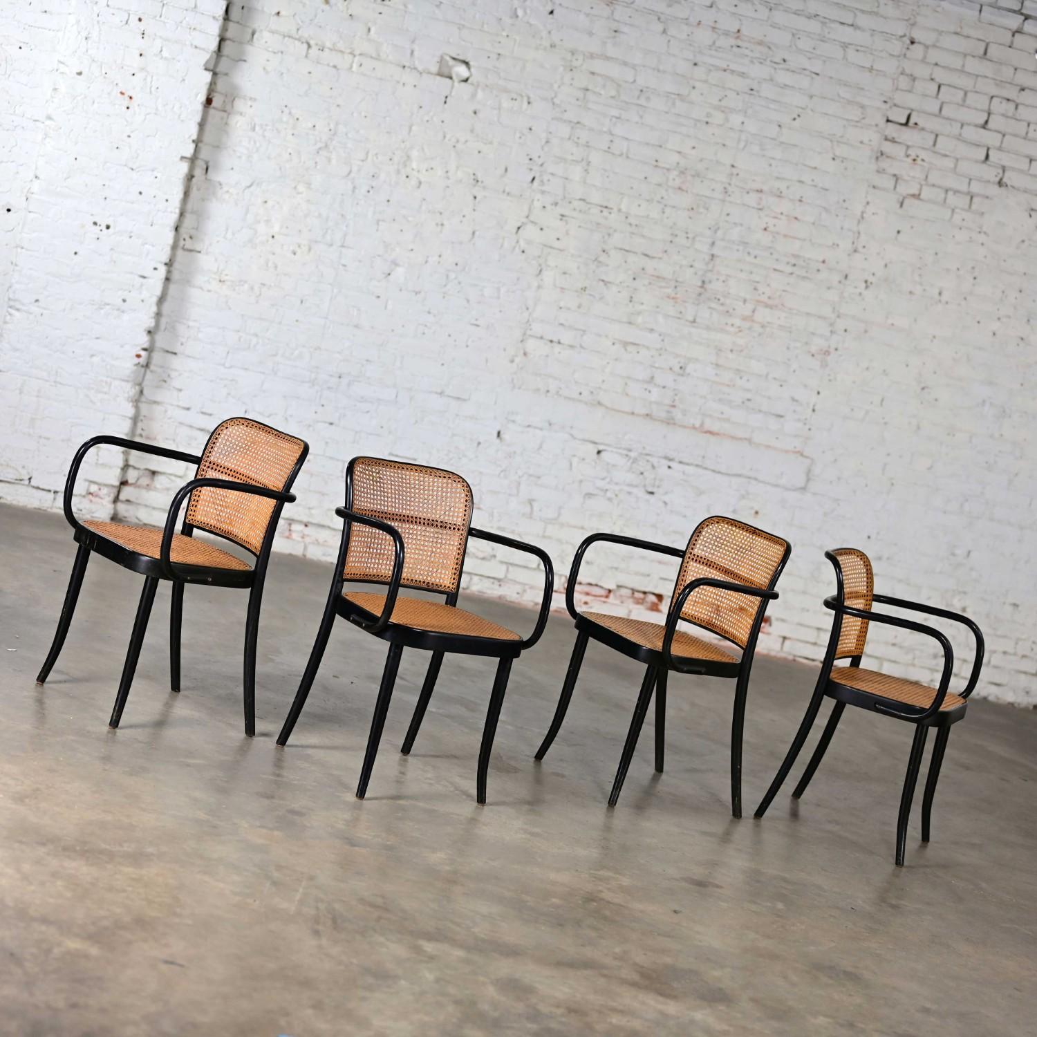 Bauhaus 4 fauteuils Josef Hoffman Prague 811 pour Stendig par Thonet en vente