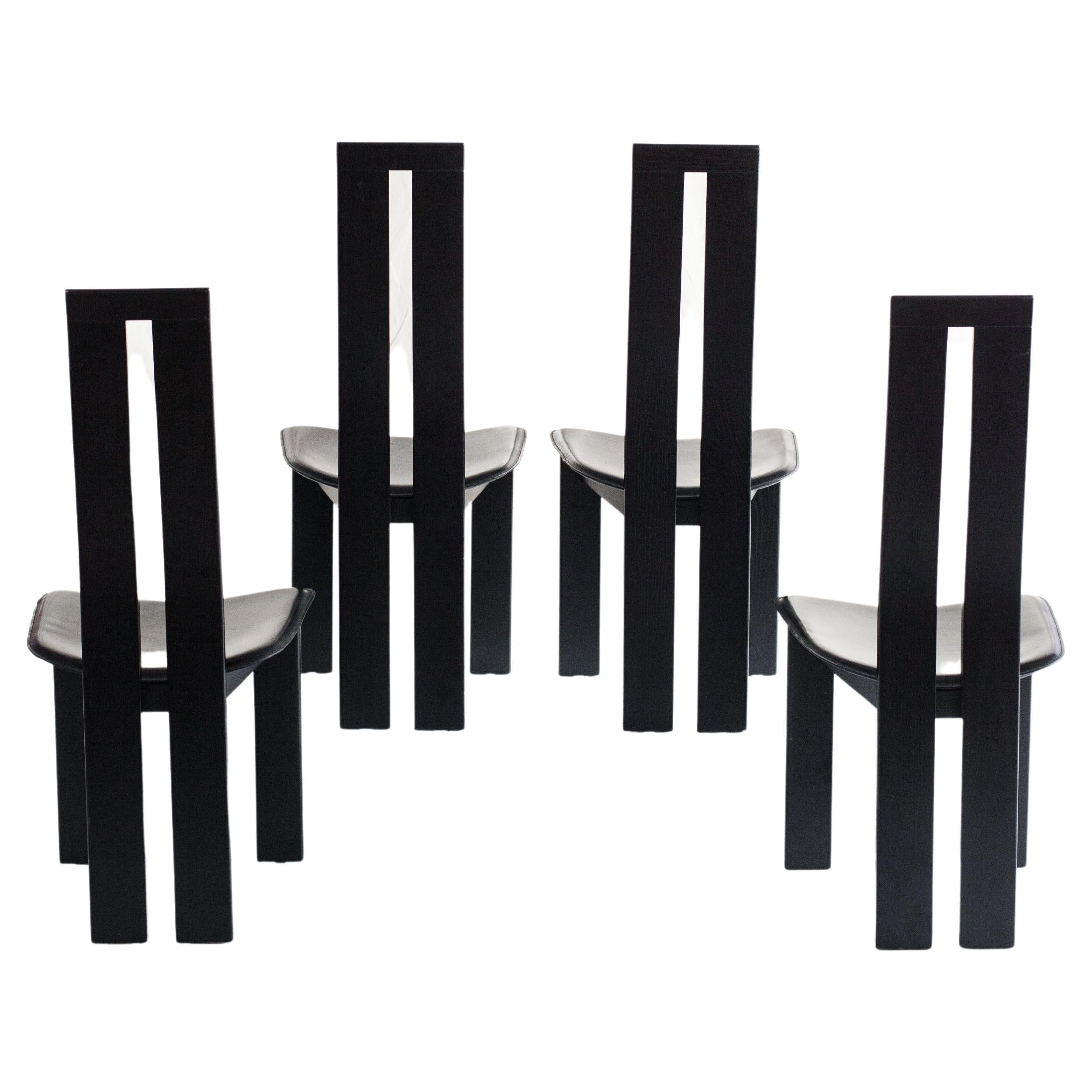 4 black Dining chairs by Pietro Costantini for Ello, 1970s