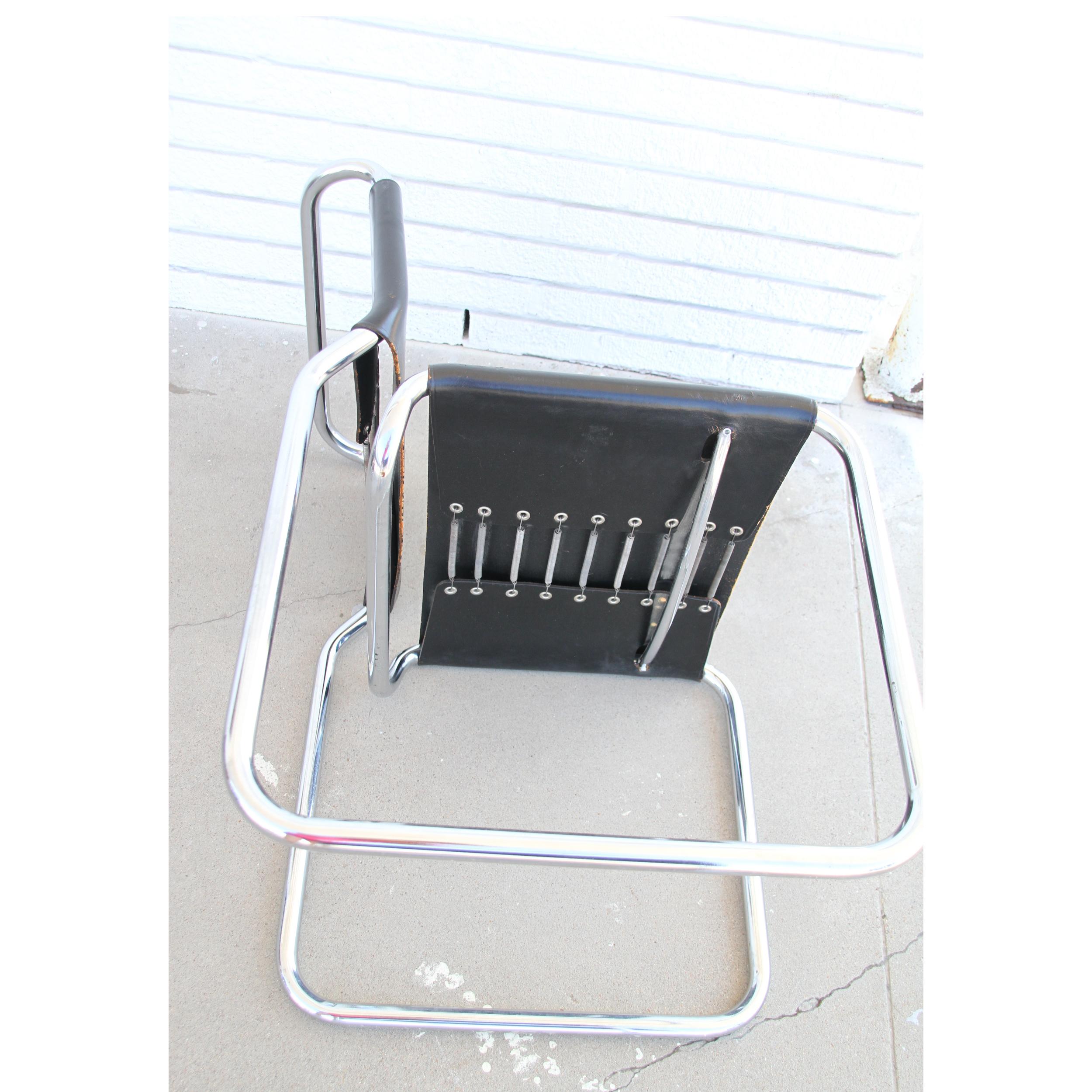 20th Century (4) Black Leather Nicos Zographos 66 Side chair For Sale