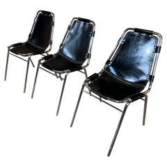4 Black Les Arcs Dining Chairs Charlotte Perriand for les Arcs France 1960s