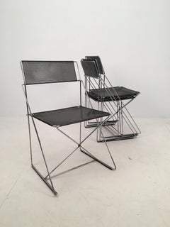 4 Black Stacking X-Line Chairs by N. J. Haugesen for Hybodan, Denmark circa 1970