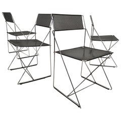 4 Black Stacking X-Line Chairs by N. J. Haugesen for Hybodan, Denmark circa 1970