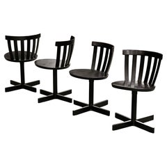 4 schwarze Drehstühle Design von Jan Hallberg & Sune Fromell 1967