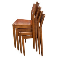 4 Borge Mogensen Stacking Danish Teak Dining Chairs for C.M. Madsen