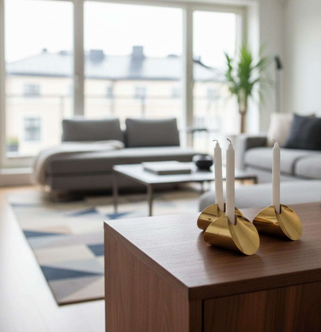 4 Kerzenständer aus Messing – Pierre Forsell – Skultuna im Zustand „Hervorragend“ im Angebot in Stockholm, SE