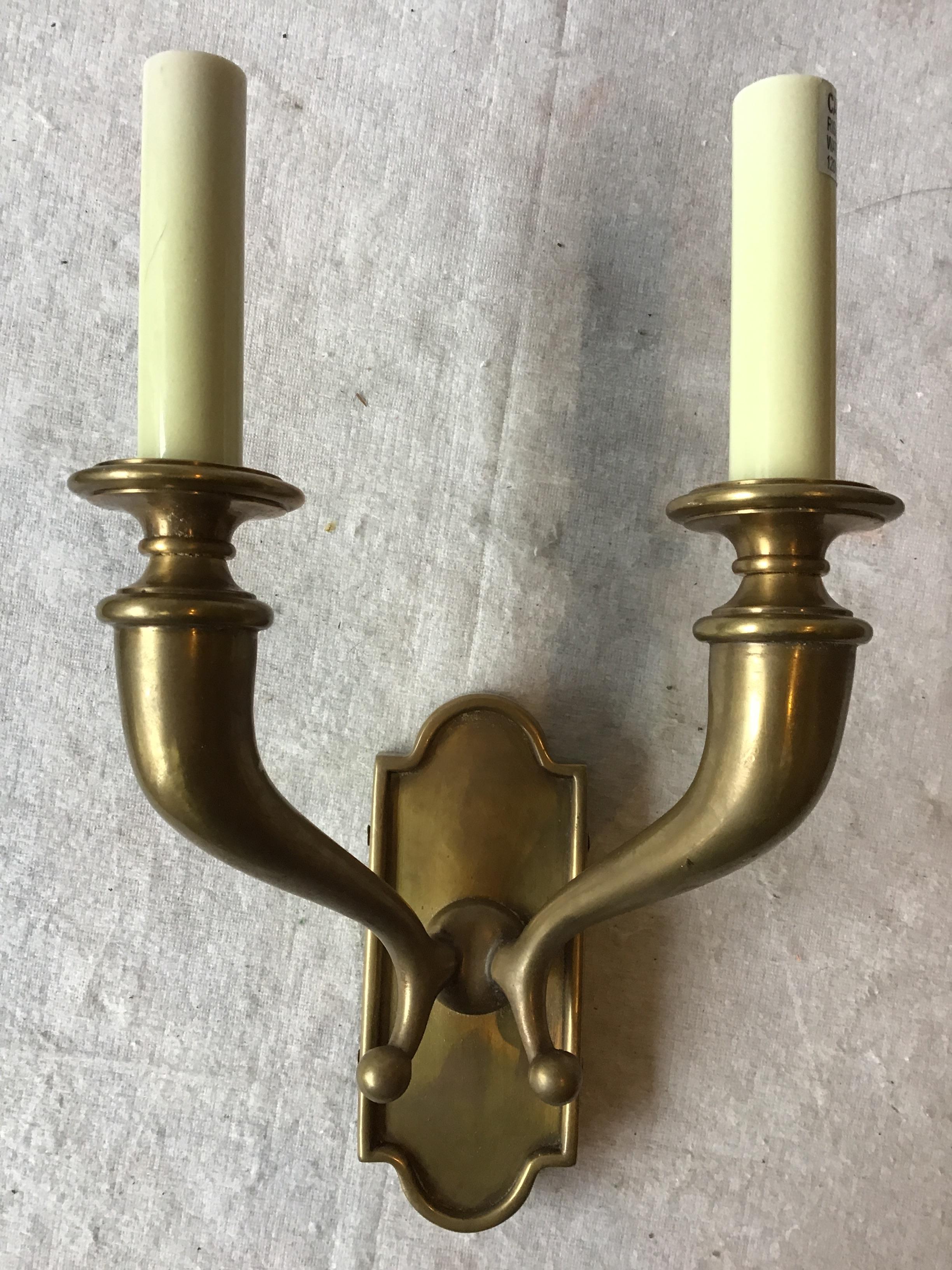 Contemporary 4 Brass Double Arm Horn Sconces