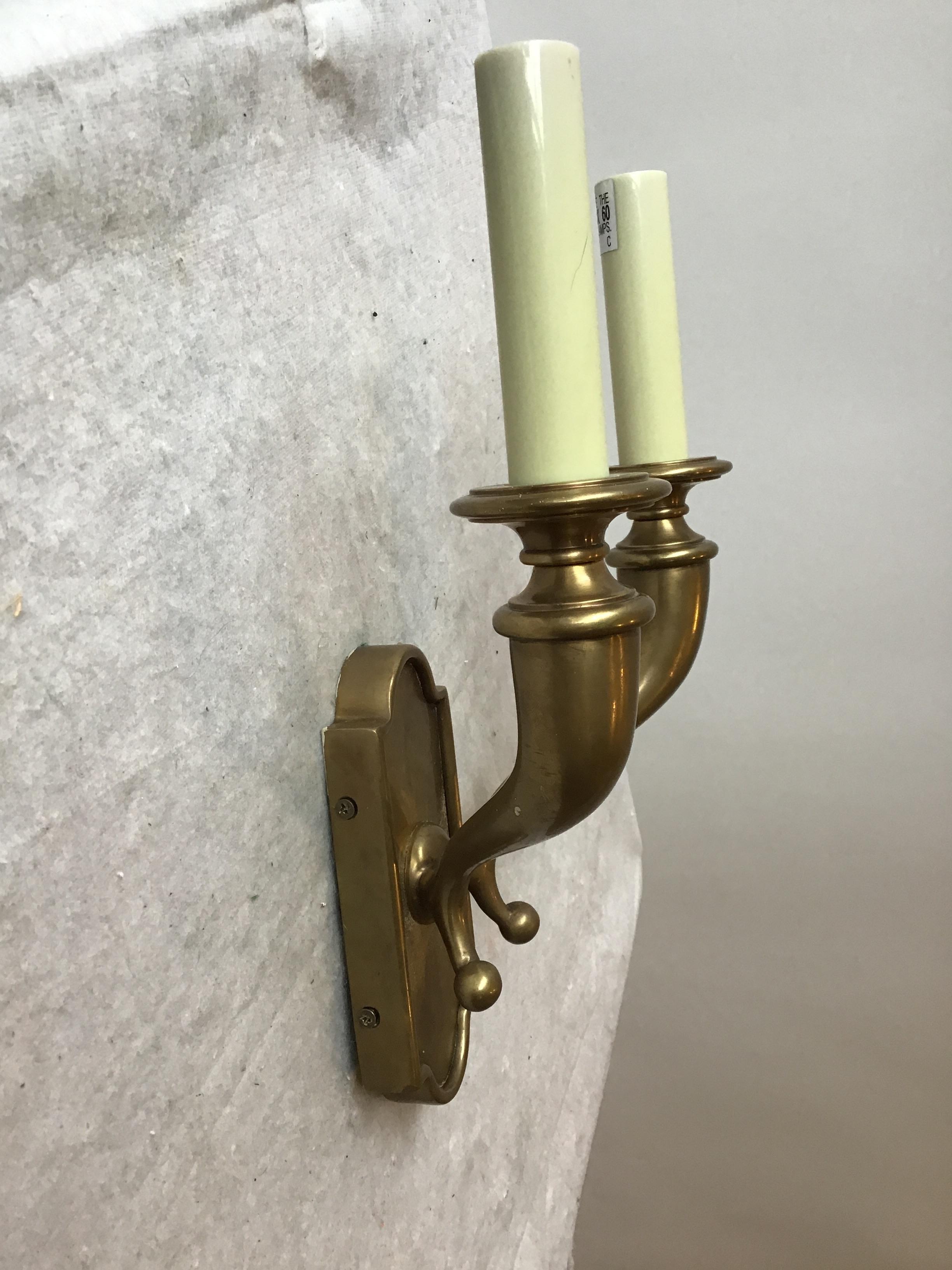 4 Brass Double Arm Horn Sconces 1