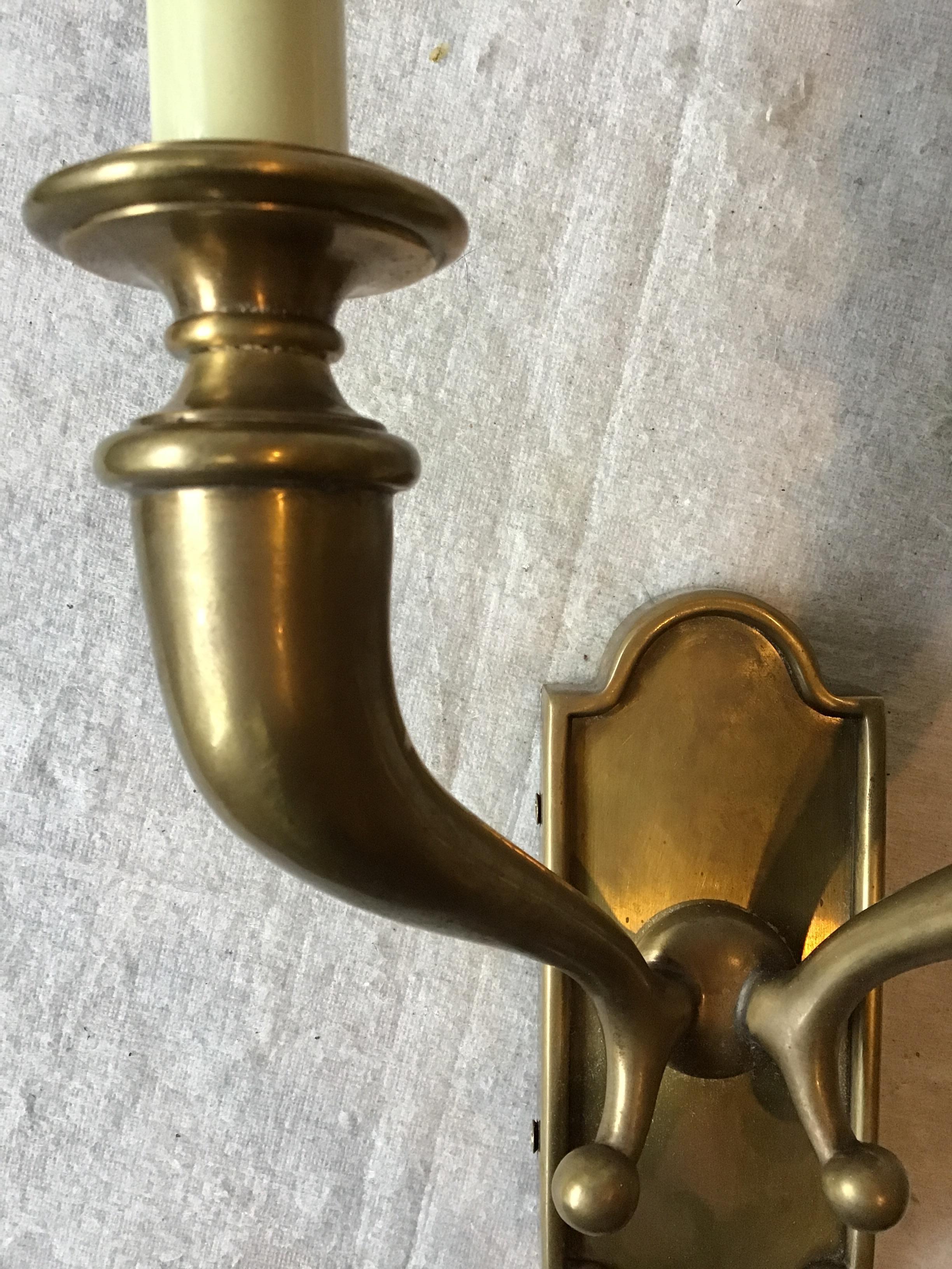 4 Brass Double Arm Horn Sconces 4