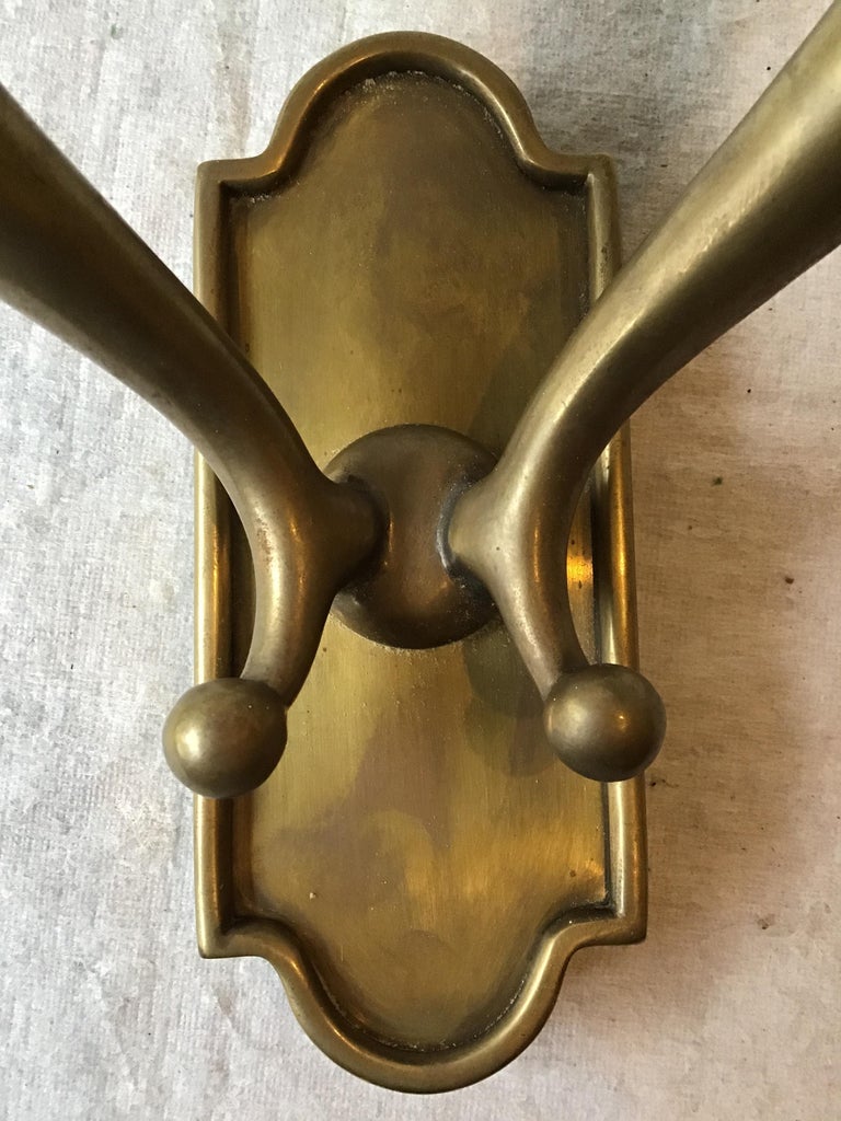 4 Brass Double Arm Horn Sconces For Sale 5